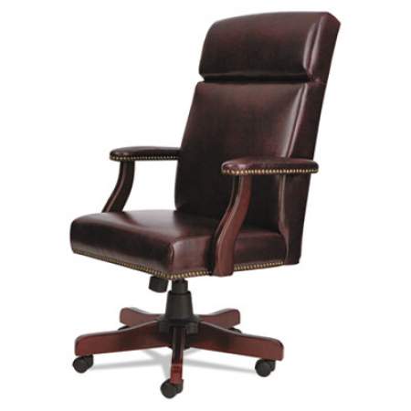 Alera Traditional Series High-Back Chair, Supports 275 lb, 18.7" to 22.63" Seat, Oxblood Burgundy Seat/Back, Mahogany Base (TD4136)