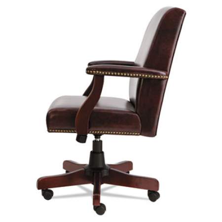 Alera Traditional Series Mid-Back Chair, Supports 275 lb, 18.11" to 21.65" Seat, Oxblood Burgundy Seat/Back, Mahogany Base (TD4236)