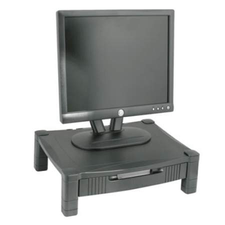 Kantek Monitor Stand with Drawer, 17" x 13.25" x 3" to 6.5", Black, Supports 50 lbs (MS420)