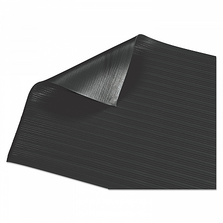 Air Step Anti-Fatigue Mat, Rectangular, Black Ribbed Surface, 36