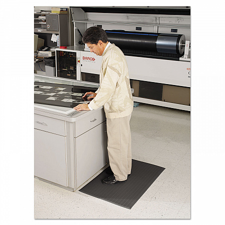 Air Step Anti-Fatigue Mat, Rectangular, Black Ribbed Surface, 24
