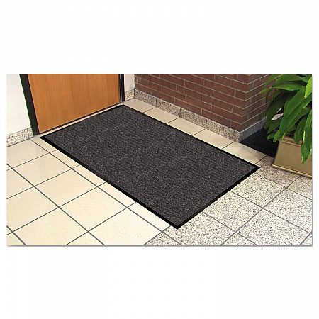 Golden Series Dual Rib Indoor Wiper Mats, Rectangular, Charcoal Gray Carpeted Surface, 36