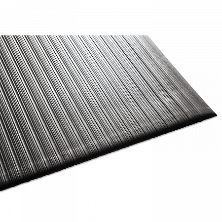 Air Step Anti-Fatigue Mat, Rectangular, Black Ribbed Surface, 24