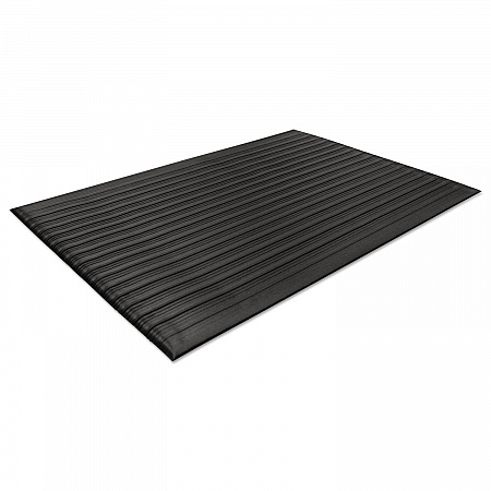 Air Step Anti-Fatigue Mat, Rectangular, Black Ribbed Surface, 36