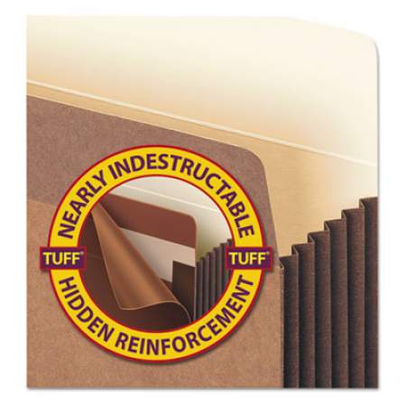 Smead Redrope TUFF Pocket Drop-Front File Pockets w/ Fully Lined Gussets, 7" Expansion, Legal Size, Redrope, 5/Box (74395)