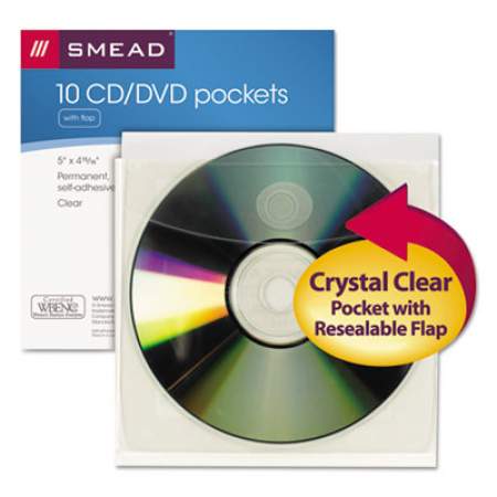 Smead Self-Adhesive CD/Diskette Pockets, 10/Pack (68144)