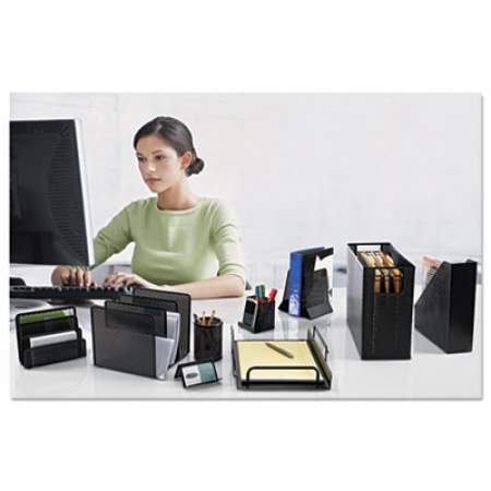 Artistic Urban Collection Punched Metal File Sorter, 3 Sections, Letter Size Files, 8" x 8" x 7.25", Black (ART20009)