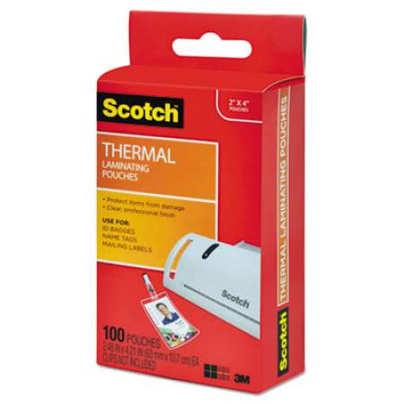 Scotch Laminating Pouches, 5 mil, 2.25" x 4.25", Gloss Clear, 100/Pack (TP5852100)