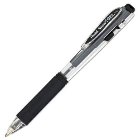 Pentel WOW! Gel Pen Bonus Pack, Retractable, Medium 0.7 mm, Black Ink, Clear/Black Barrel, 24/Pack (K437ASW2)