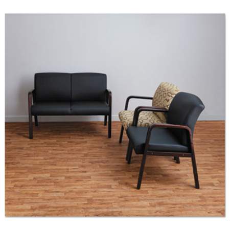 Alera Reception Lounge Series Wood Loveseat, 44.88w x 26.13d x 33h, Black/Mahogany (RL2219M)