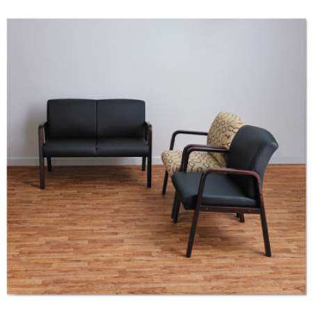 Alera Reception Lounge WL Series Guest Chair, 24.21" x 24.8" x 32.67", Black Seat/Back, Mahogany Base (RL4319M)