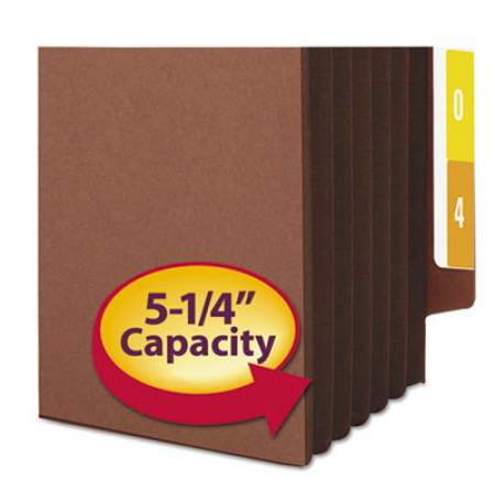 Smead Redrope Drop-Front End Tab File Pockets with Fully Lined Colored Gussets, 5.25" Expansion, Legal, Redrope/Dark Brown, 10/Box (74691)
