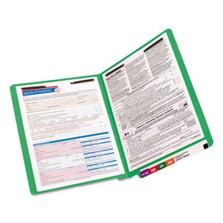 Smead Heavyweight Colored End Tab Folders with Two Fasteners, Straight Tab, Letter Size, Green, 50/Box (25140)