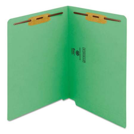 Smead Heavyweight Colored End Tab Folders with Two Fasteners, Straight Tab, Letter Size, Green, 50/Box (25140)