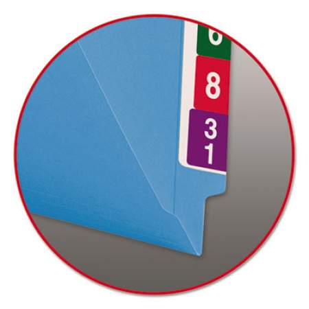 Smead Reinforced End Tab Colored Folders, Straight Tab, Letter Size, Blue, 100/Box (25010)