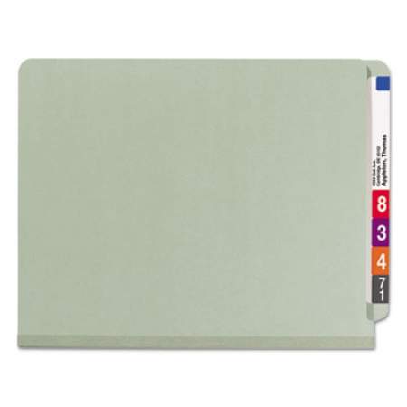 Smead End Tab Pressboard Classification Folders with SafeSHIELD Coated Fasteners, 1 Divider, Letter Size, Gray-Green, 10/Box (26800)