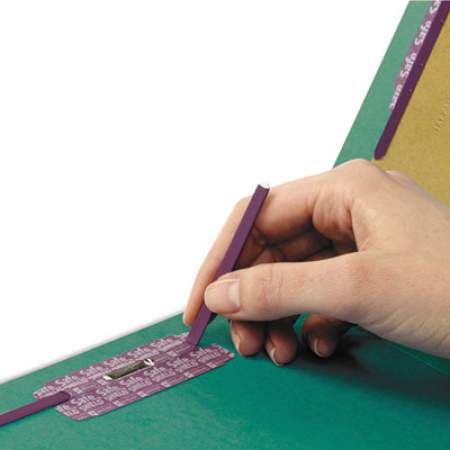Smead End Tab Colored Pressboard Classification Folders with SafeSHIELD Coated Fasteners, 2 Dividers, Letter Size, Green, 10/Box (26785)