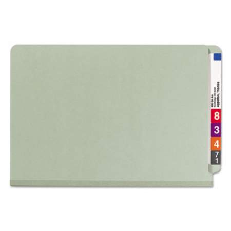 Smead End Tab Pressboard Classification Folders with SafeSHIELD Coated Fasteners, 1 Divider, Legal Size, Gray-Green, 10/Box (29800)
