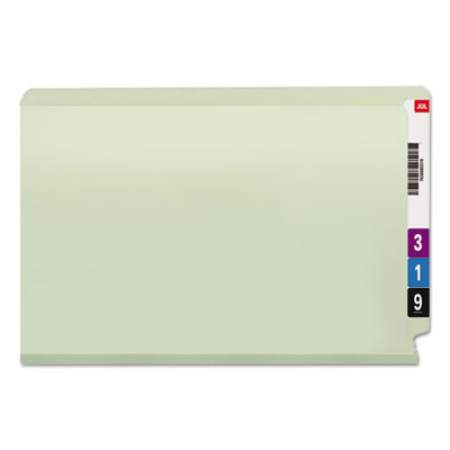 Smead End Tab 1" Expansion Pressboard File Folder with Two SafeSHIELD Coated Fasteners, Straight Tab, Legal Size, Gray-Green, 25/BX (37705)