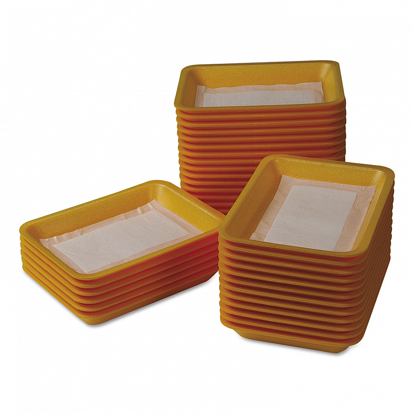 Meat Tray Pads, 6 x 4.5, White/Yellow, Paper, 1,000/Carton (TA1341108)
