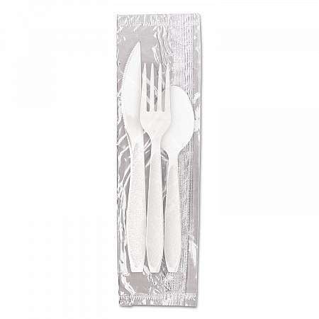 Reliance Mediumweight Cutlery Kit, Fork/Knife/Spoon, Plastic, White, 500/Carton (RSW7Z)