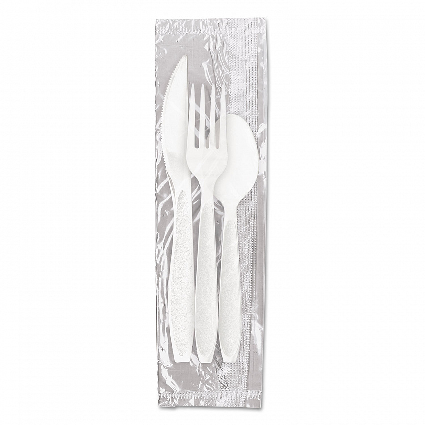 Reliance Mediumweight Cutlery Kit, Fork/Knife/Spoon, Plastic, White, 500/Carton (RSW7Z)