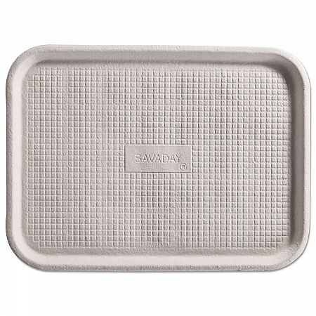 Savaday Molded Fiber Flat Food Tray, 16 x 12, White, Paper, 200/Carton (20803CT)