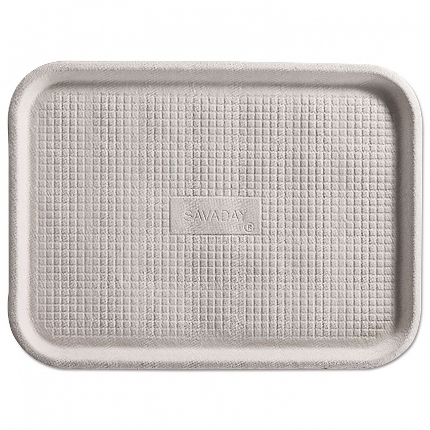 Savaday Molded Fiber Flat Food Tray, 16 x 12, White, Paper, 200/Carton (20803CT)