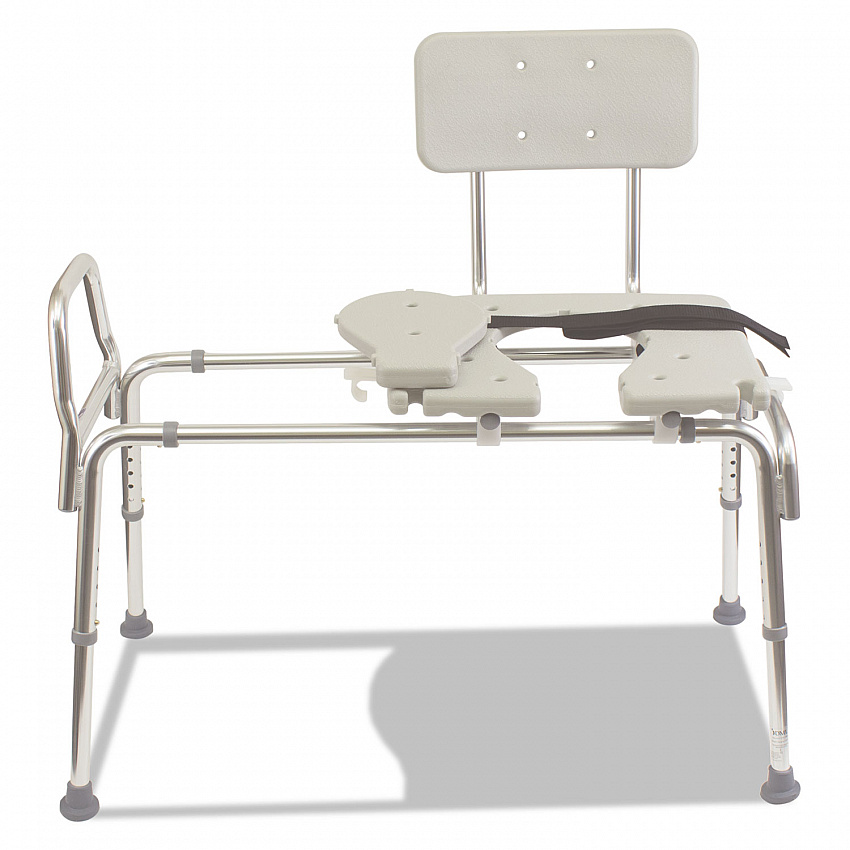 Heavy-Duty Sliding Transfer Bench with Cut-Out Seat, 19w x 15d x 19 to 23h, 400 lbs Capacity (52217341900)