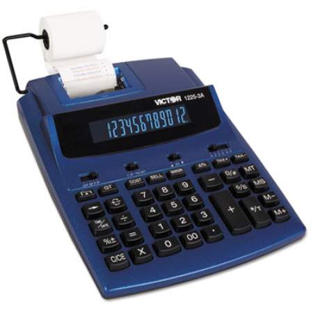 Victor 1225-3A Antimicrobial Two-Color Printing Calculator, Blue/Red Print, 3 Lines/Sec