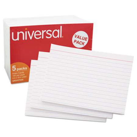 Universal Ruled Index Cards, 4 x 6, White, 500/Pack (47235)