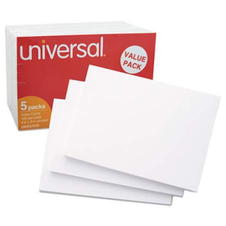 Universal Unruled Index Cards, 4 x 6, White, 500/Pack (47225)