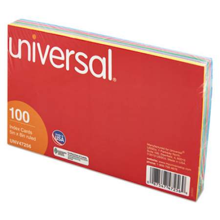 Universal Index Cards, Ruled, 5 x 8, Assorted, 100/Pack (47256)