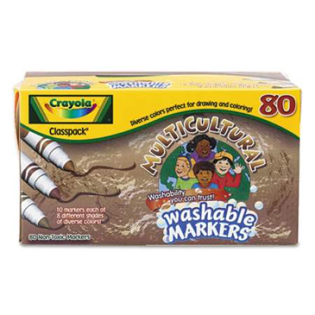Crayola Multicultural Colors Washable Marker, Broad Bullet Tip, Assorted Colors, 80/Pack (588217)