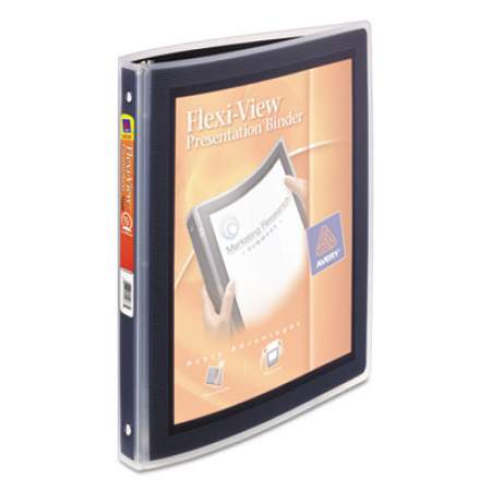 Avery Flexi-View Binder with Round Rings, 3 Rings, 0.5" Capacity, 11 x 8.5, Black (15767)