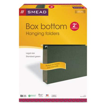 Smead Box Bottom Hanging File Folders, Legal Size, Standard Green, 25/Box (64359)