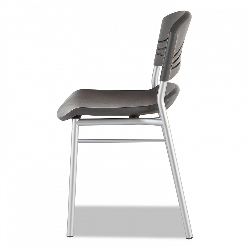 CafeWorks Chair, Supports Up to 225 lb, 18" Seat Height, Graphite Seat/Back, Silver Base, 2/Carton (64517)