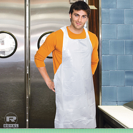 Poly Apron, 28 x 46, One Size Fits Most, White, 100/Pack, 10 Packs/Carton (DA2846)