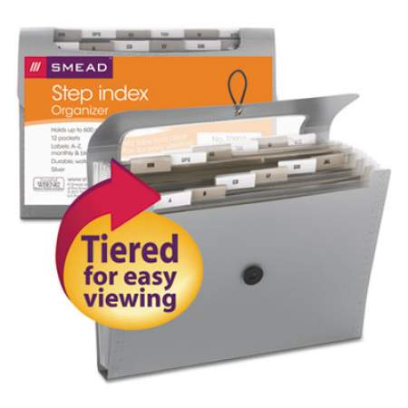 Smead Step Index Organizer, 12 Sections, 1/6-Cut Tab, Letter Size, Silver (70903)