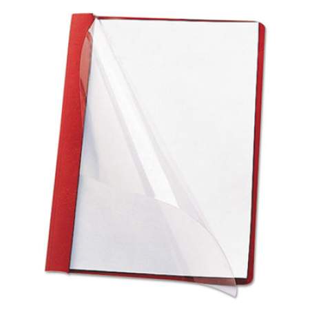 Smead Poly Report Cover, Tang Clip, Letter, 1/2" Capacity, Clear/Red, 25/Box (87461)
