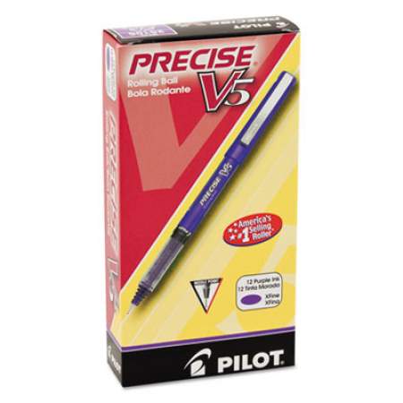 Pilot Precise V5 Roller Ball Pen, Stick, Extra-Fine 0.5 mm, Purple Ink, Purple Barrel, Dozen (25106)