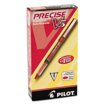 Pilot Precise V5 Roller Ball Pen, Stick, Extra-Fine 0.5 mm, Red Ink, Red Barrel, Dozen (35336)