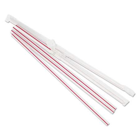 Boardwalk Wrapped Jumbo Straws, 7 3/4", Plastic, Red w/White Stripe, 400/Pack (JSTW775S24PK)