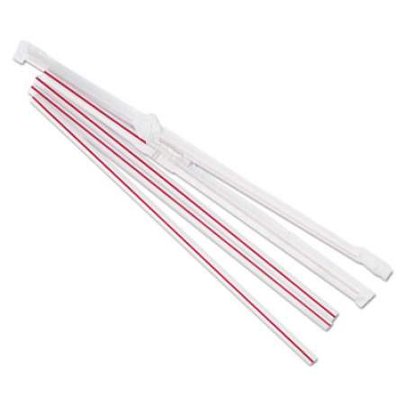 Boardwalk Wrapped Jumbo Straws, 7.75", Plastic, Red w/White Stripe, 400/Pack, 25 Packs/Carton (JSTW775S24)