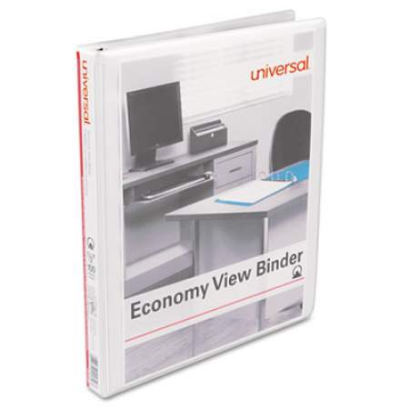 Universal Economy Round Ring View Binder, 3 Rings, 0.5" Capacity, 11 x 8.5, White (20952)