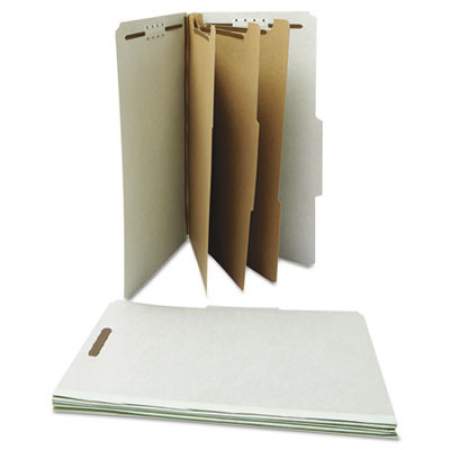 Universal Eight-Section Pressboard Classification Folders, 3 Dividers, Legal Size, Gray, 10/Box (10297)