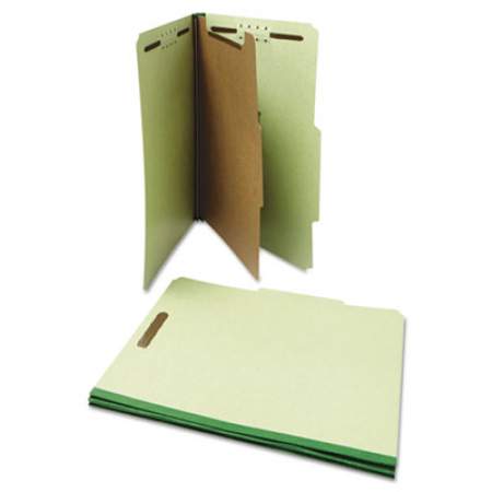 Universal Four-Section Pressboard Classification Folders, 1 Divider, Letter Size, Green, 10/Box (10251)