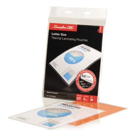 GBC EZUse Thermal Laminating Pouches, 5 mil, 9" x 11.5", Gloss Clear, 10/Pack (3747324)