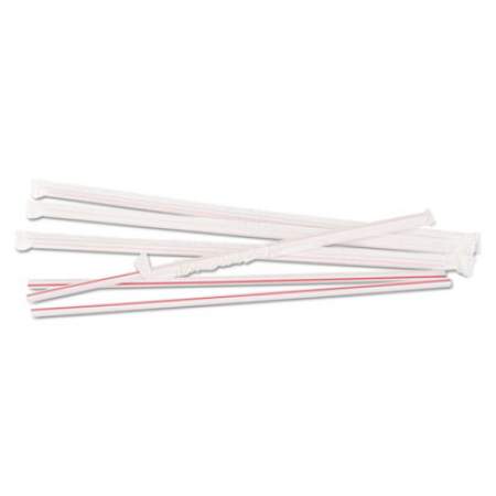 Boardwalk Wrapped Jumbo Straws, 10.25", Plastic, White with Red Stripe, 500/Pack, 4 Packs/Carton (JSTW1025R4)