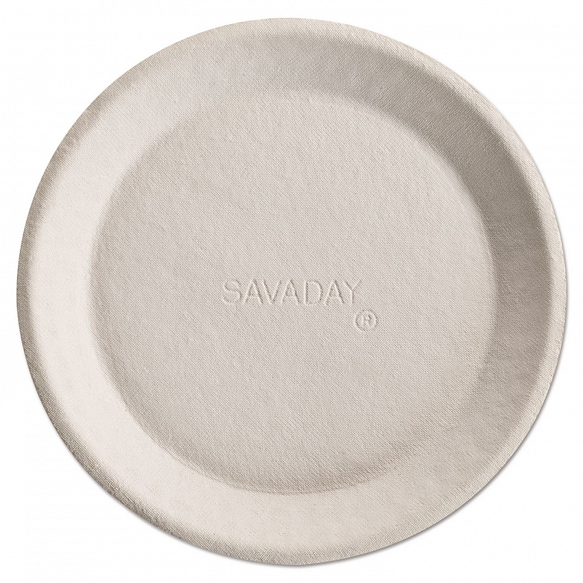 Savaday Molded Fiber Plates, Paper, 10" dia, Cream, 500/Carton (10117)